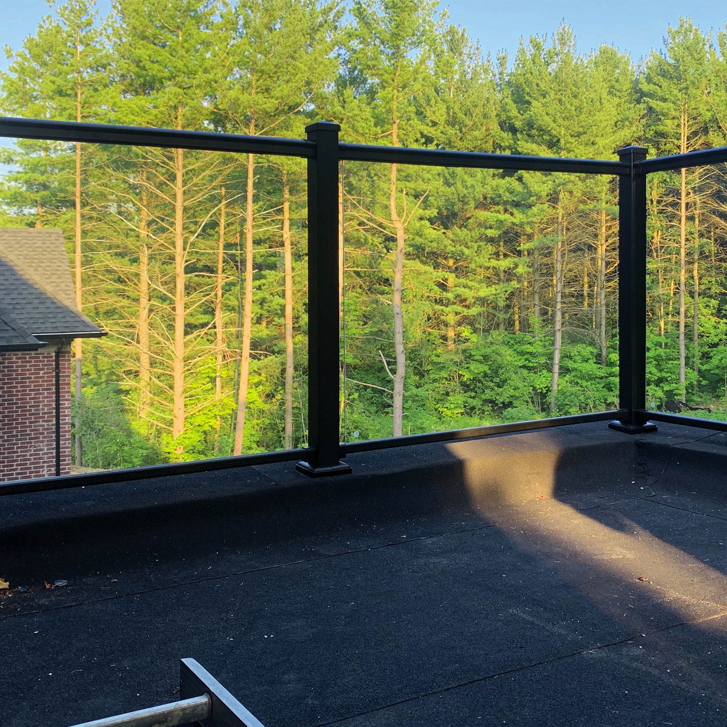 72" Long x 42" High Black Aluminum Glass Rail Kit for Our Tempered Glass Railing Panels