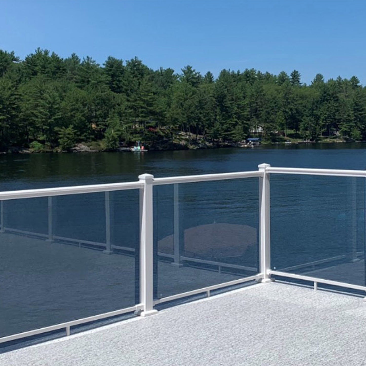 72" Long x 42" High White Aluminum Glass Rail Kit for Our Tempered Glass Railing Panels