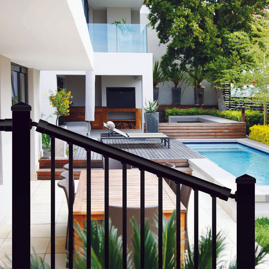8' Long x 36" High Black Aluminum Stair Railing Kit