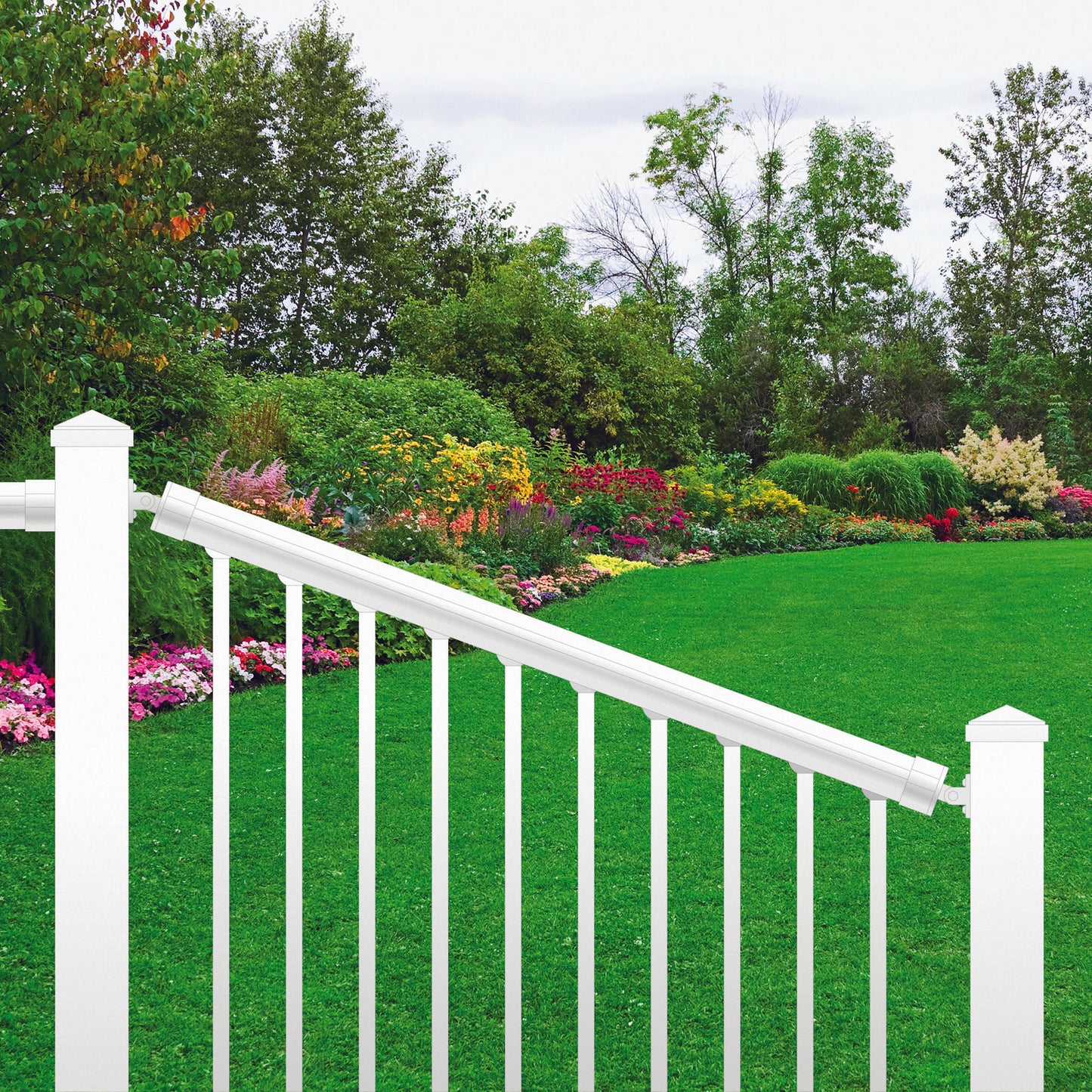 8' Long x 36" High White Aluminum Stair Railing Kit