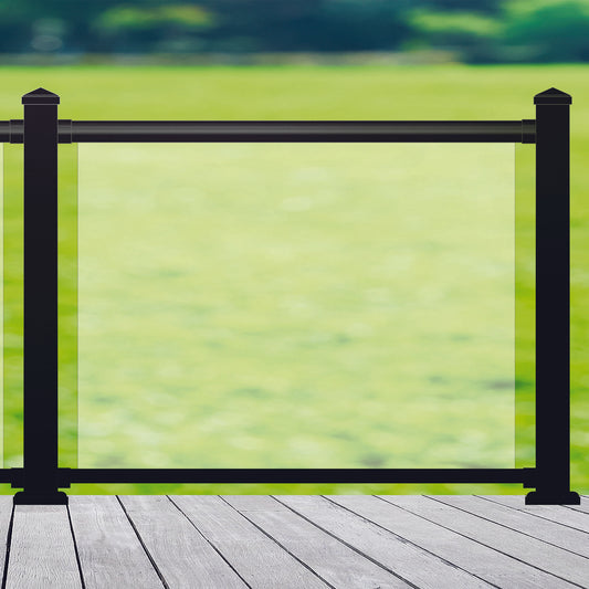 54" Long x 42" High Black Aluminum Glass Rail Kit for Our Tempered Glass Railing Panels