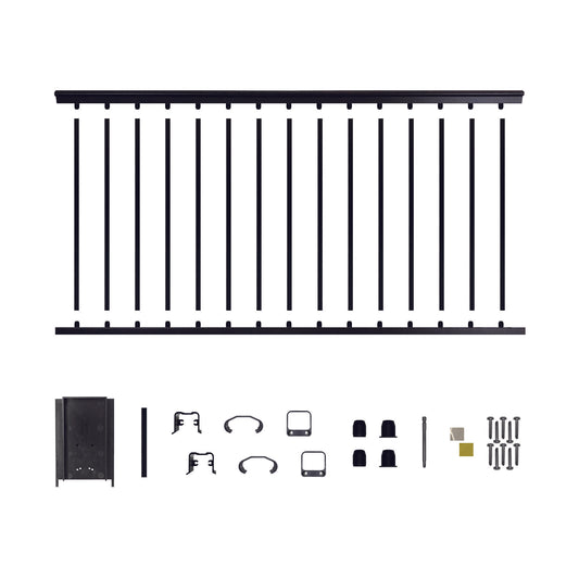 6' Long x 36" High Black Aluminum Deck Railing Kit