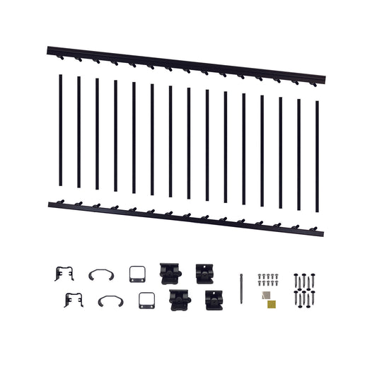 6' Long x 36" High Black Aluminum Stair Railing Kit