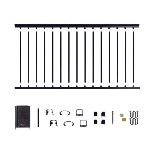 6' Long x 42" High Black Aluminum Deck Railing Kit
