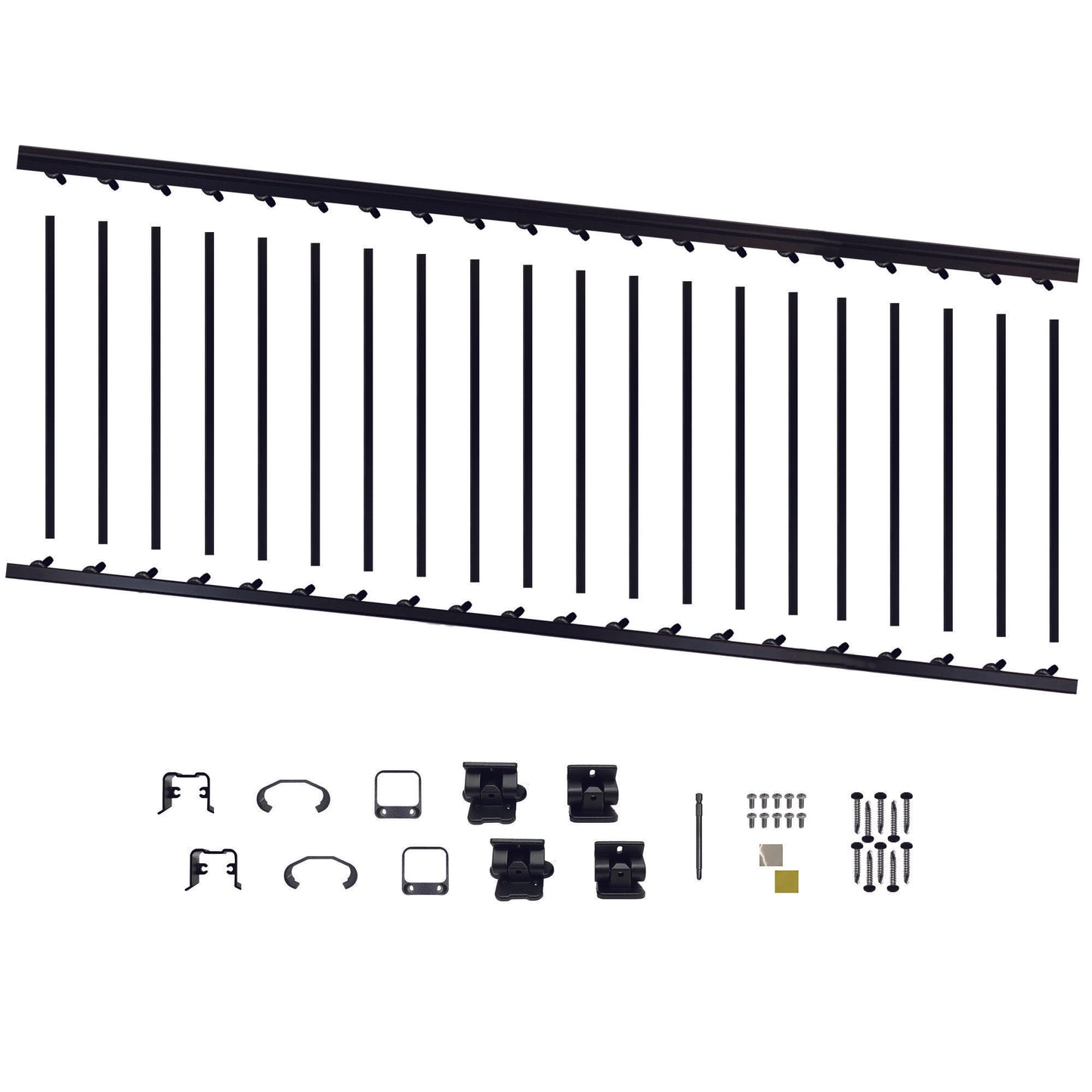 8' Long x 36" High Black Aluminum Stair Railing Kit