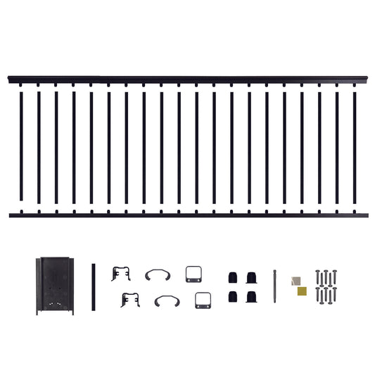 8' Long x 42" High Black Aluminum Deck Railing Kit
