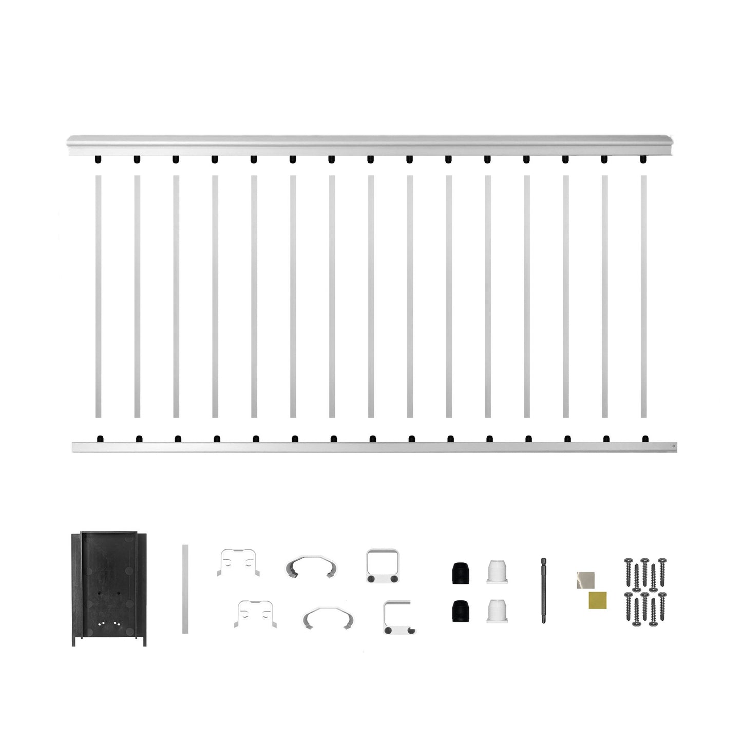 6' Long x 36" High White Aluminum Deck Railing Kit