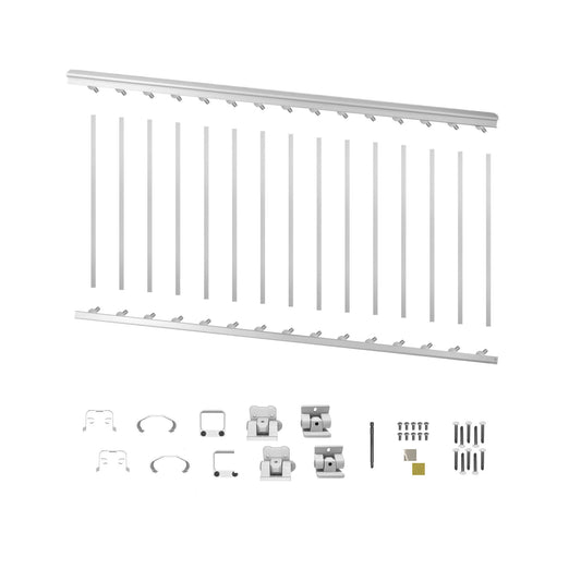6' Long x 36" High White Aluminum Stair Railing Kit
