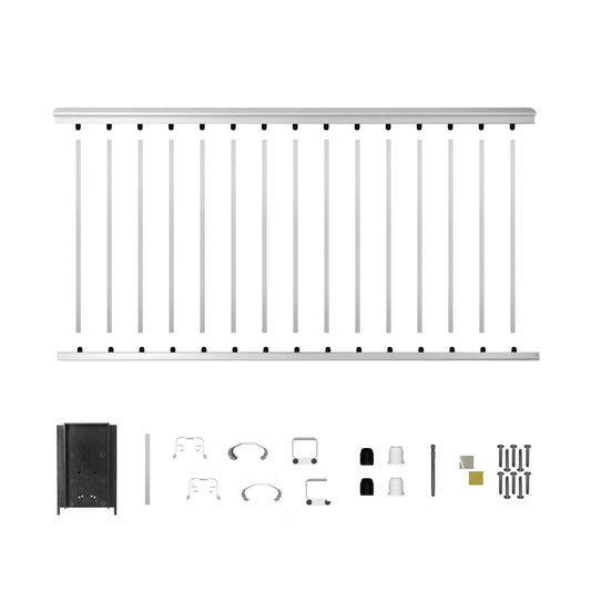 6' Long x 42" High White Aluminum Deck Railing Kit