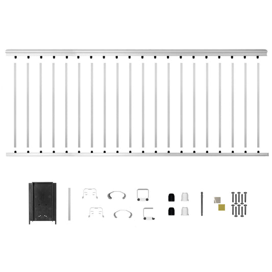 8' Long x 36" High White Aluminum Deck Railing Kit