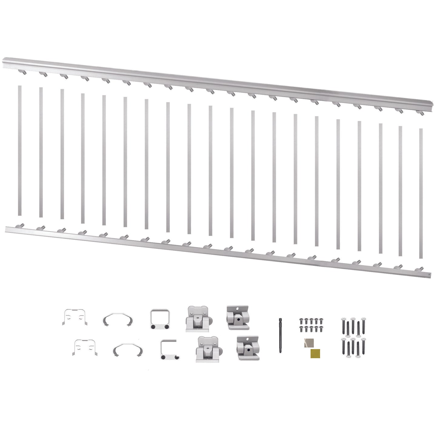 8' Long x 36" High White Aluminum Stair Railing Kit