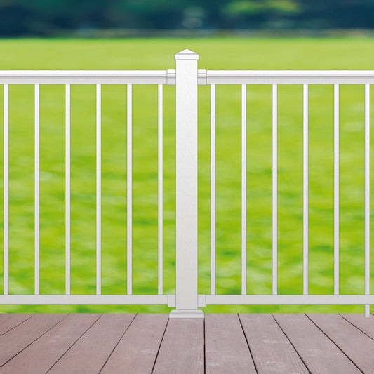 8' Long x 42" High White Aluminum Deck Railing Kit