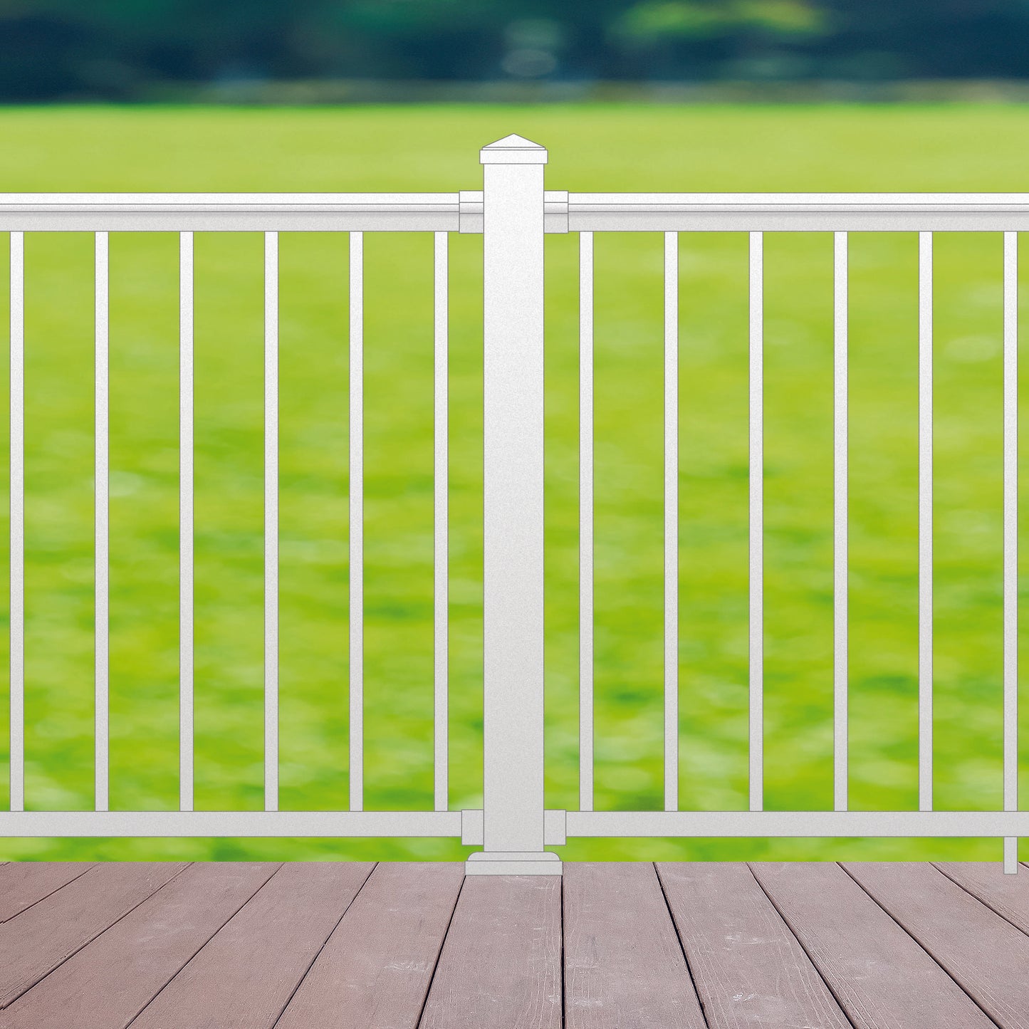 6' Long x 36" High White Aluminum Deck Railing Kit